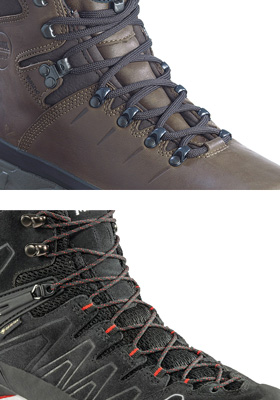 leather and synthetic walking boots